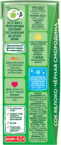 Сок осветлённый Яблоко-Чёрная смородина
